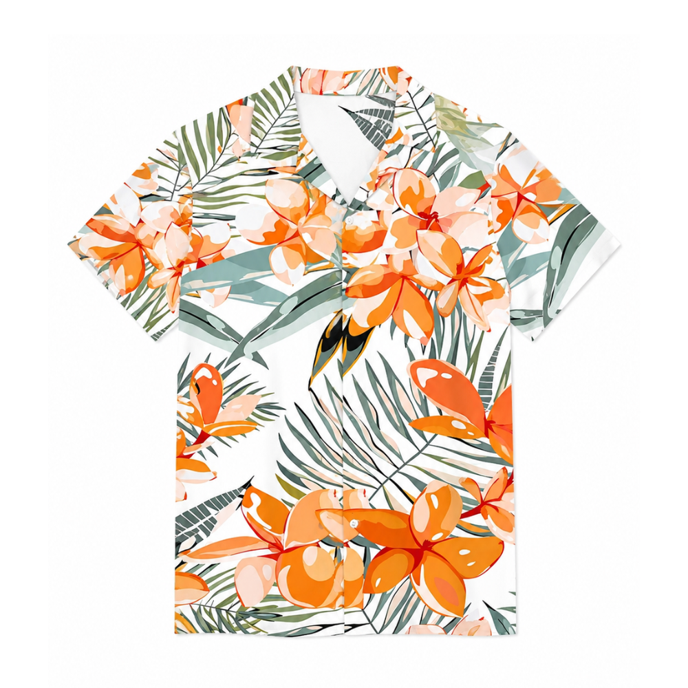 Tropical Hawaiian Plant Patterns Button Up Shirt