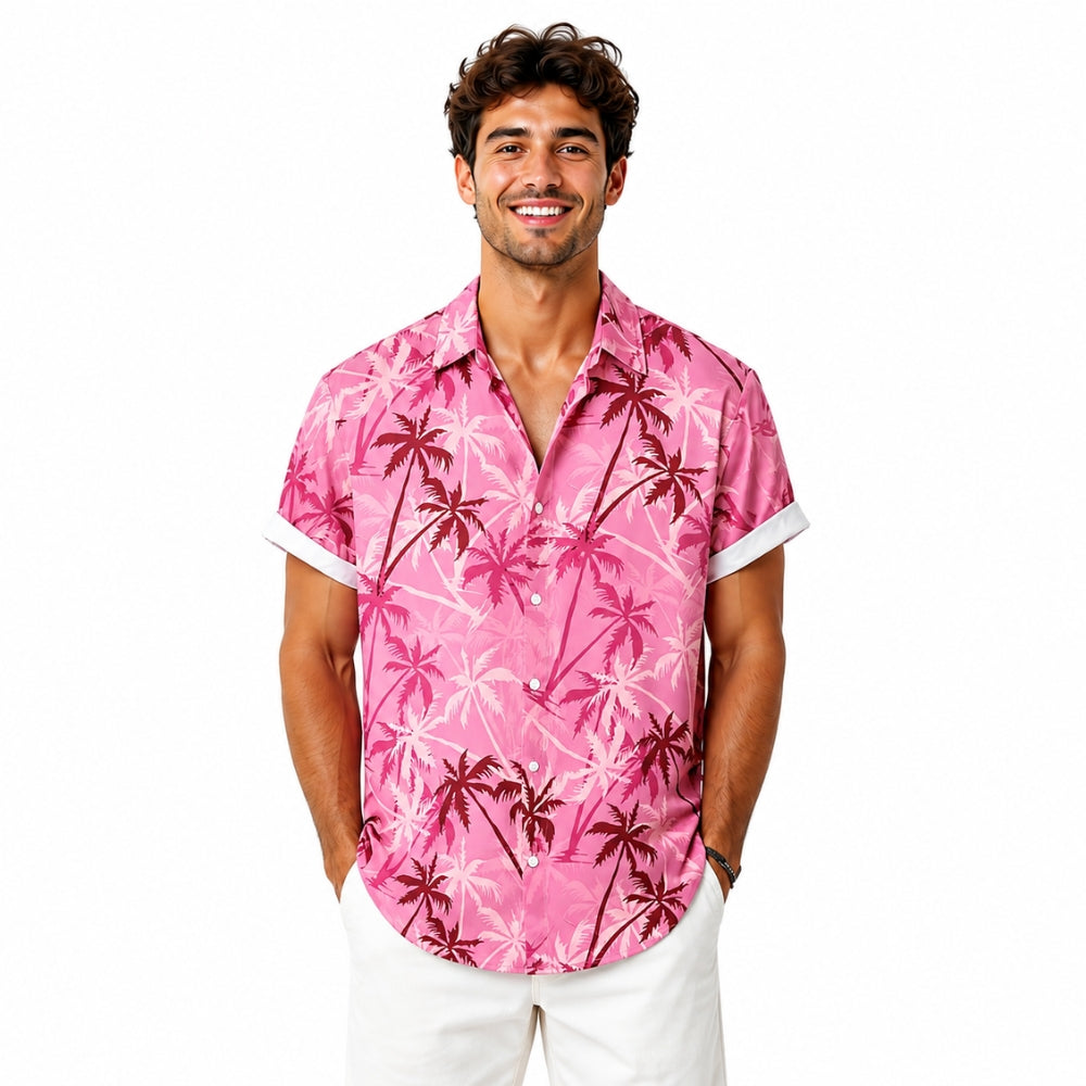 Coconut Tree Pattern Button-Up Shirt