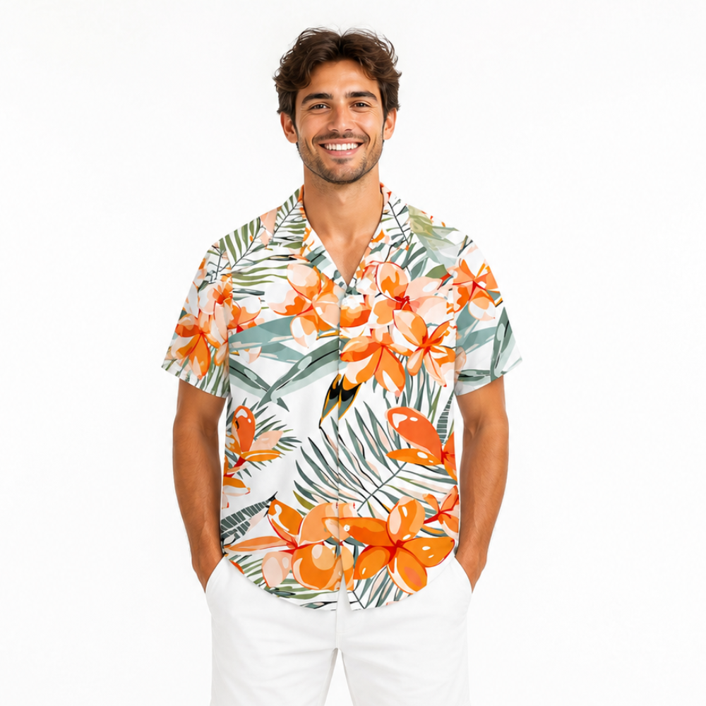Tropical Hawaiian Plant Patterns Button Up Shirt