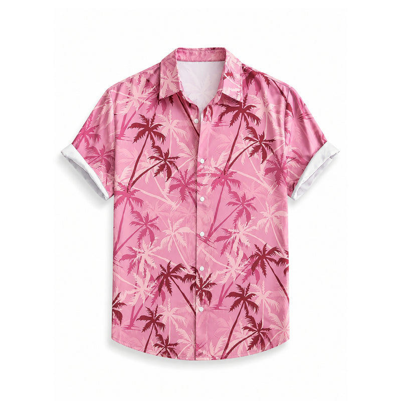 Coconut Tree Pattern Button-Up Shirt