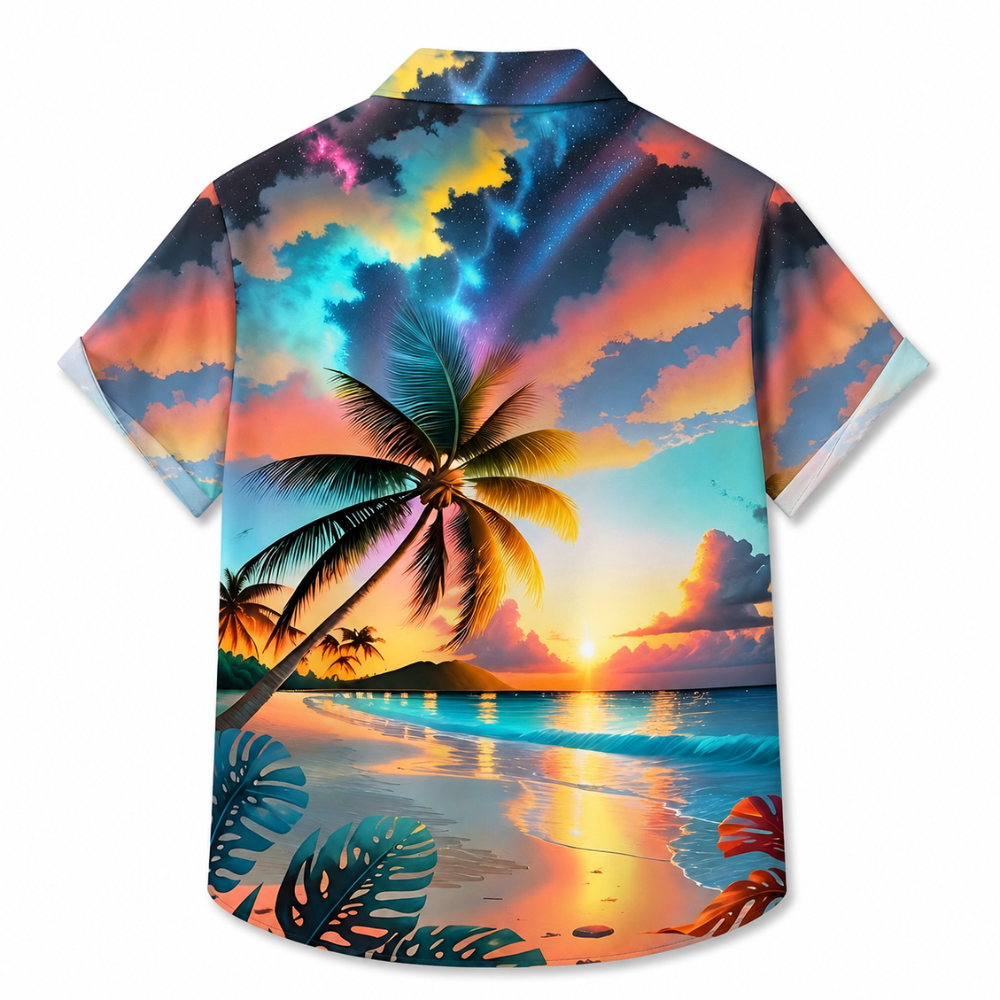 Sunset Coconut Tree Hawaiian Beach Shirt