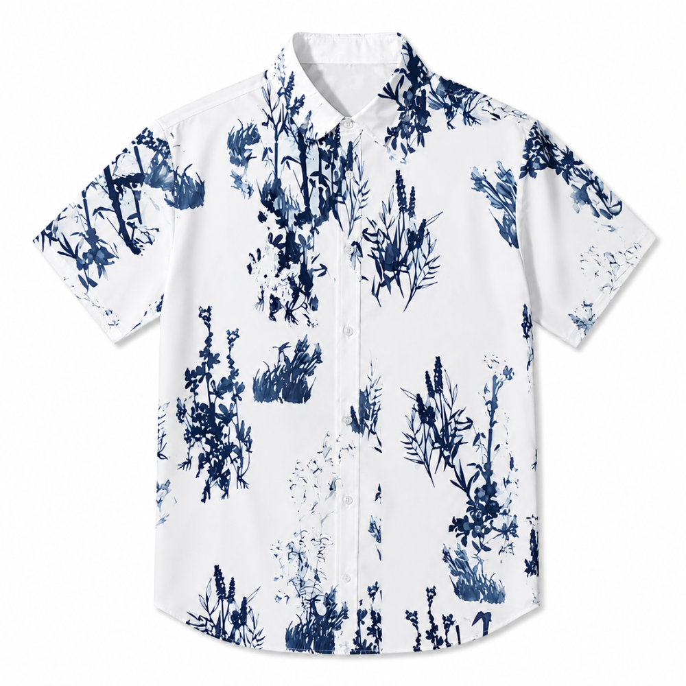Tropical Floral Print Hawaiian Summer Shirt