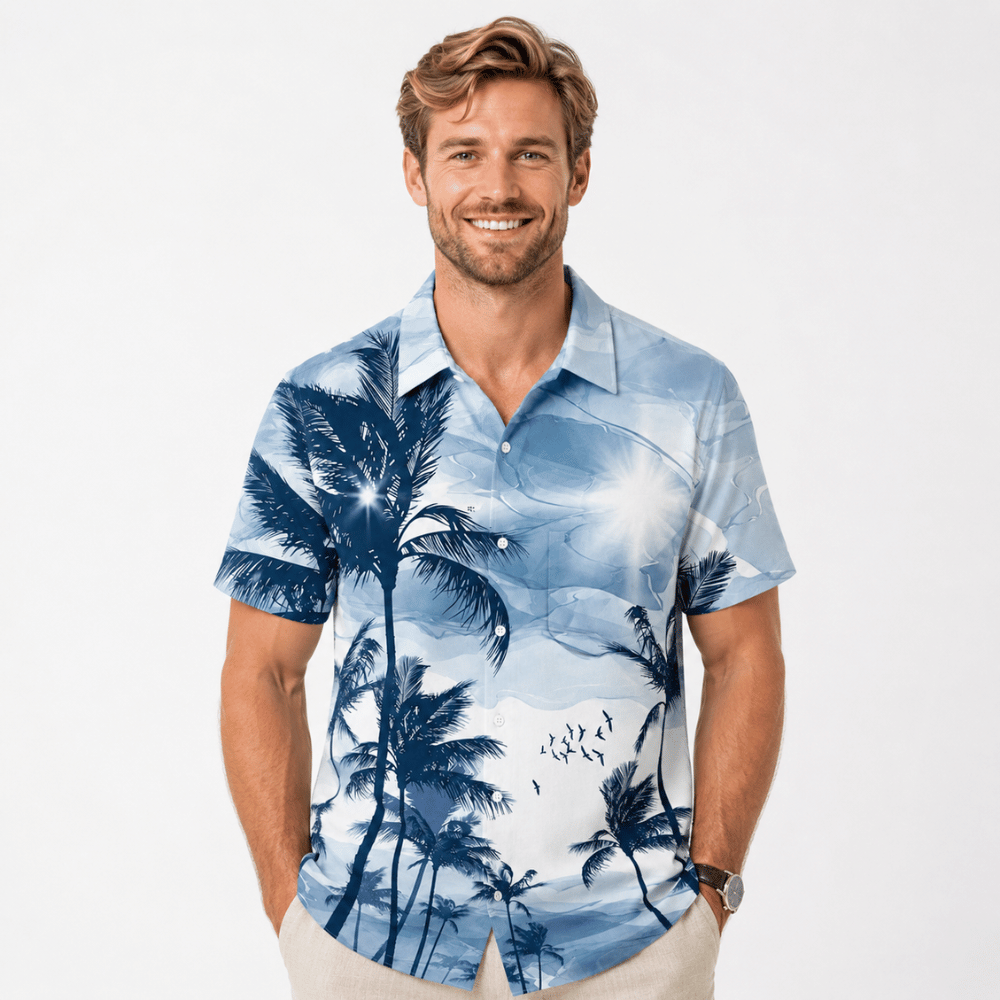 Coconut Tree Beach Button-Up Shirt