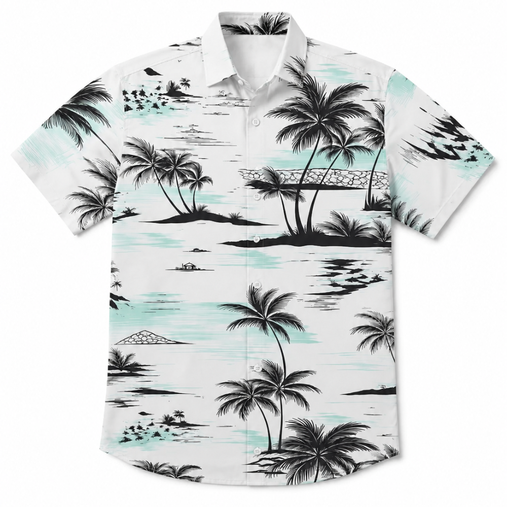 Hawaiian Style Short Sleeve Button-Up Shirt