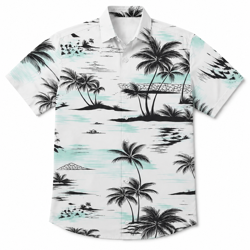 Hawaiian Style Short Sleeve Button-Up Shirt