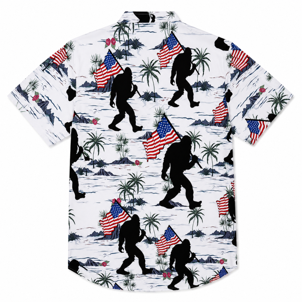 Sasquatch American Flag Hawaiian Shirt