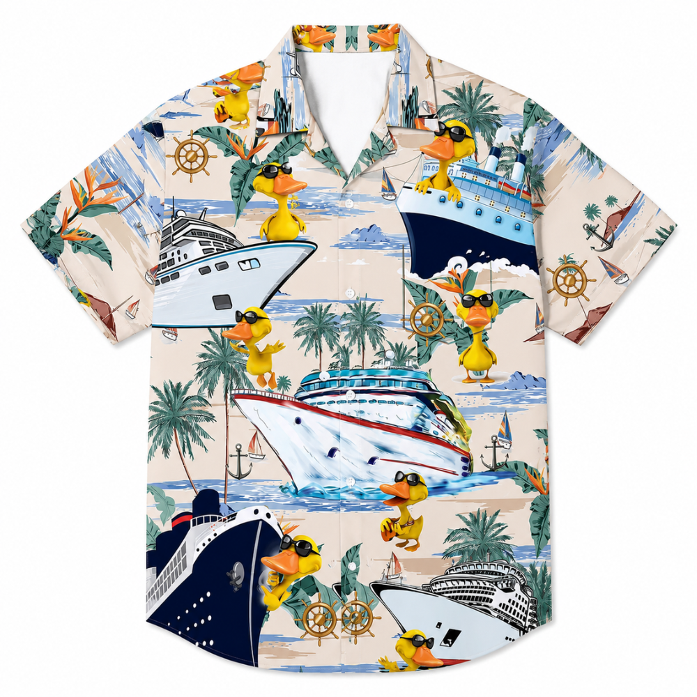 Duck Print Tropical Cruise Button Shirt