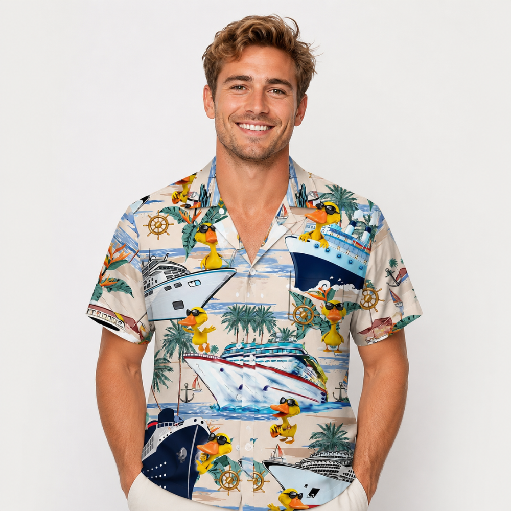 Duck Print Tropical Cruise Button Shirt