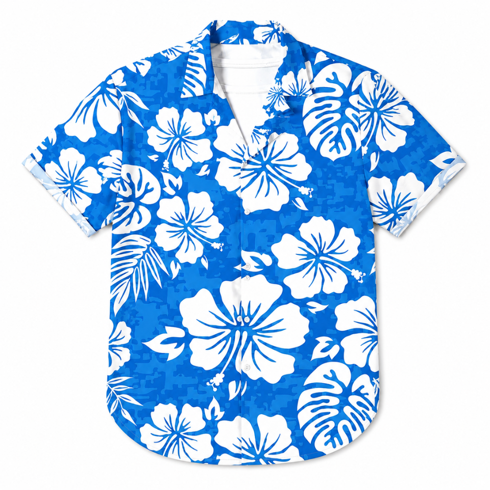 Tropical Palm Pattern Hawaiian Beach Shirt