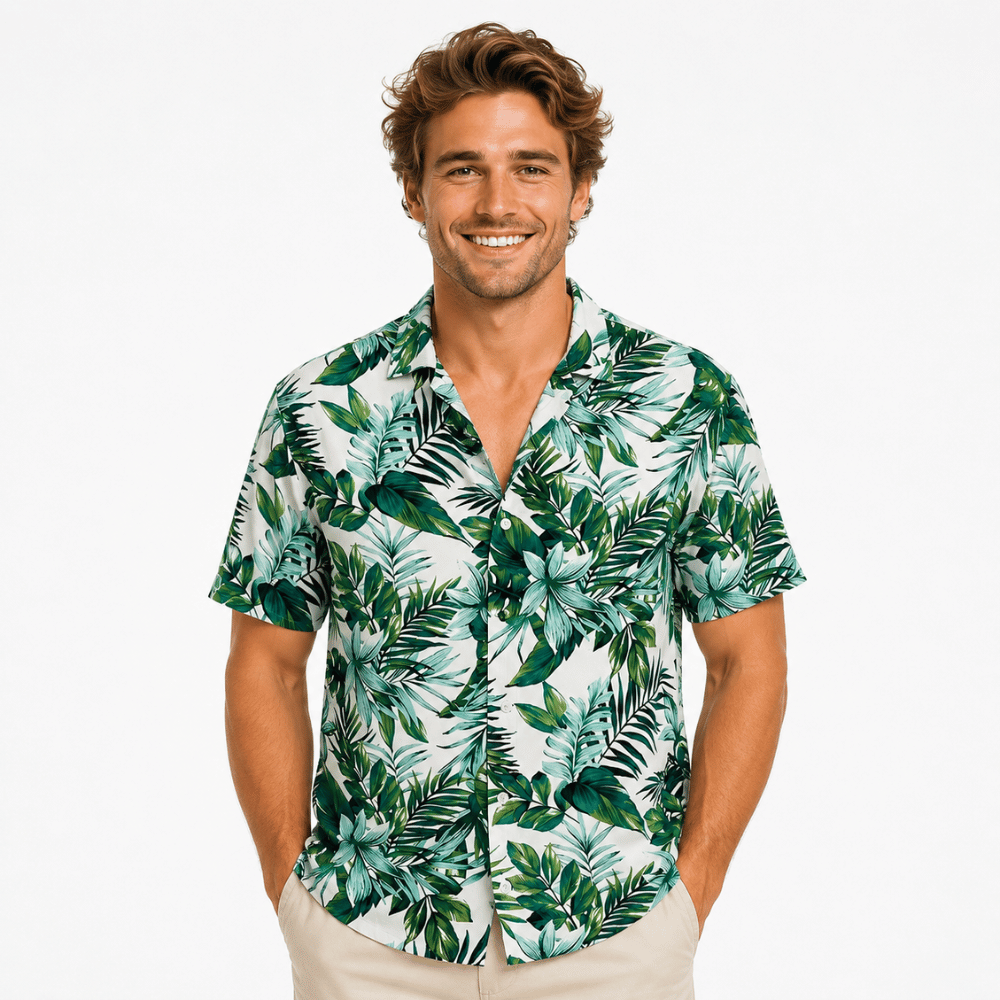 Tropical Leaf Hawaiian Beach Shirt