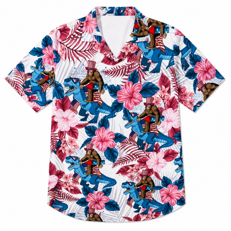 Orangutan Dinosaur Hawaiian Short Sleeve Shirt