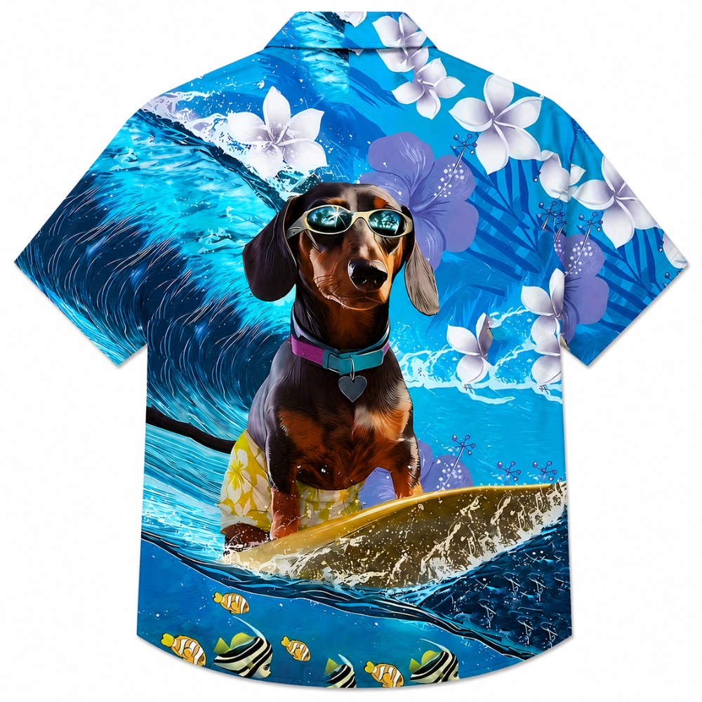 Funny Dachshund Hawaiian Surf Short Sleeve Shirt