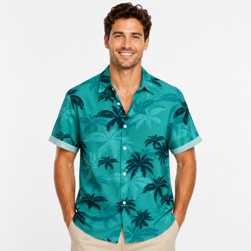 Coconut Tree Summer Casual Button Shirt