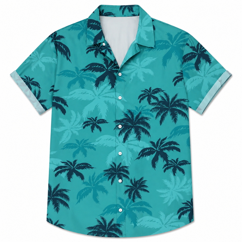 Coconut Tree Summer Casual Button Shirt