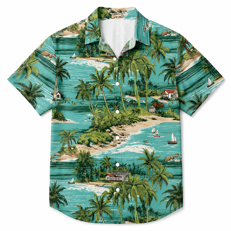 3D Tropical Print Casual Hawaiian Street Shirt