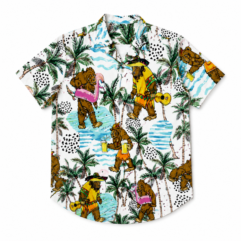 Gorilla Print Hawaiian Beach Shirt