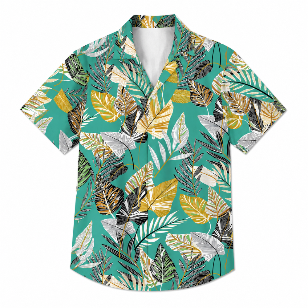 Golden Leaf Casual Summer Button-Up Shirt