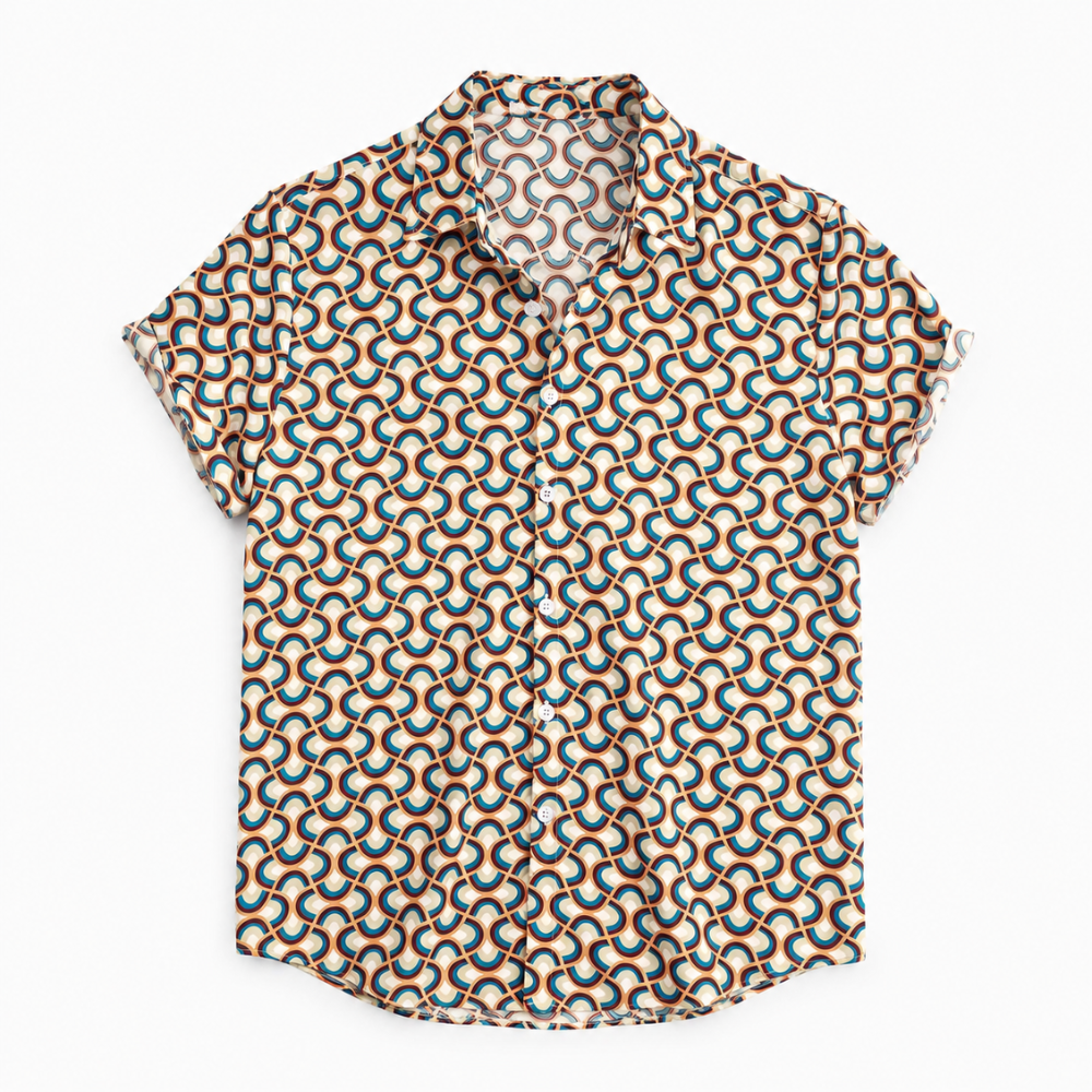Retro Geometric Circles Hawaiian Shirt