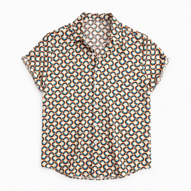 Retro Geometric Circles Hawaiian Shirt