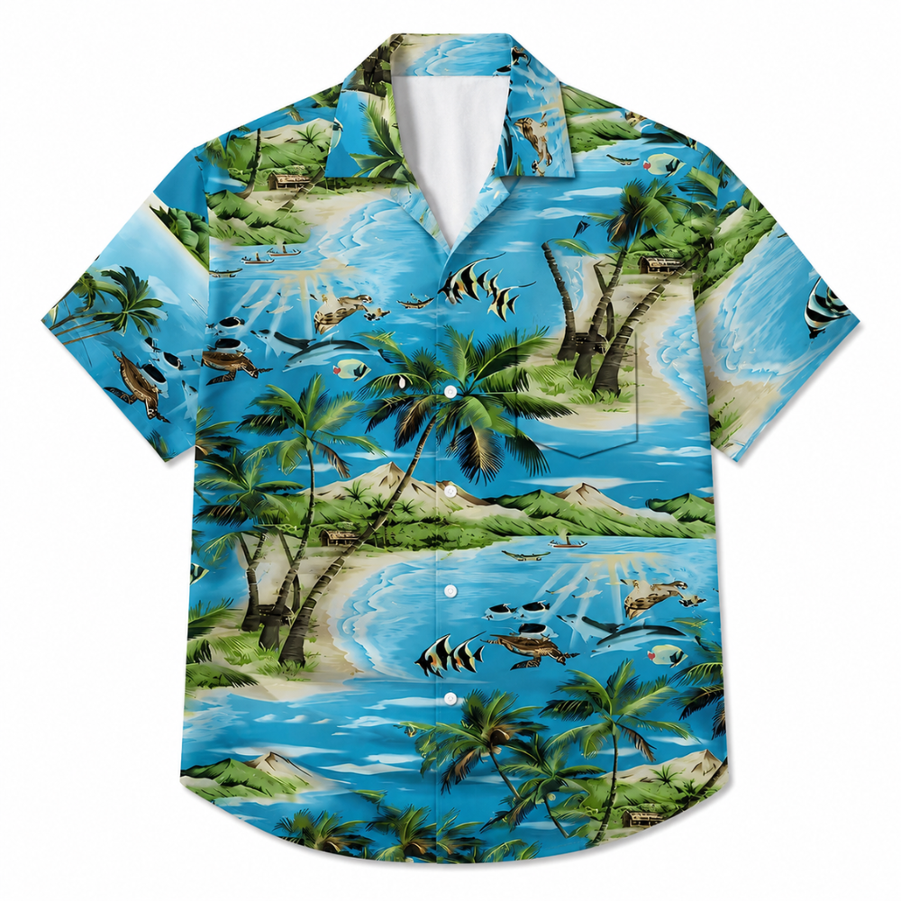 Fashion Print Casual Short Sleeve Button-Up Shirt