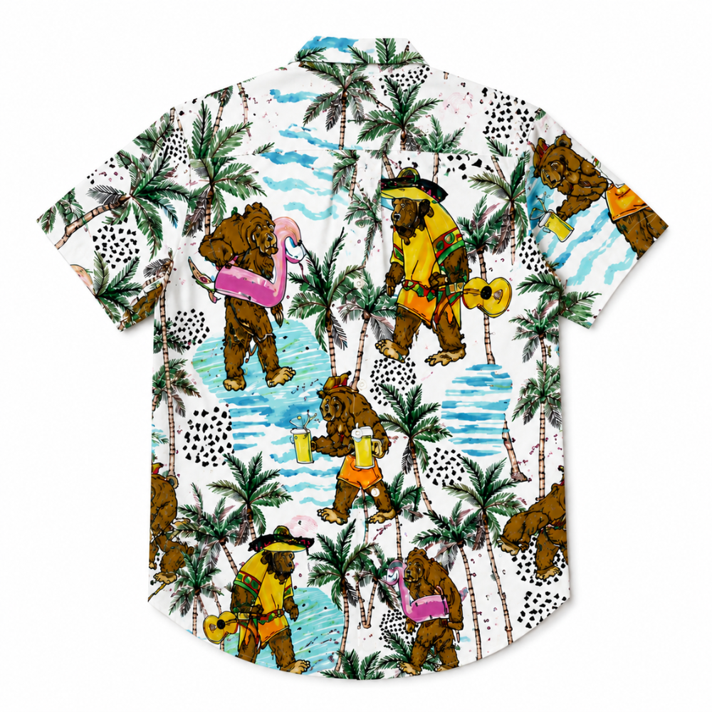 Gorilla Print Hawaiian Beach Shirt