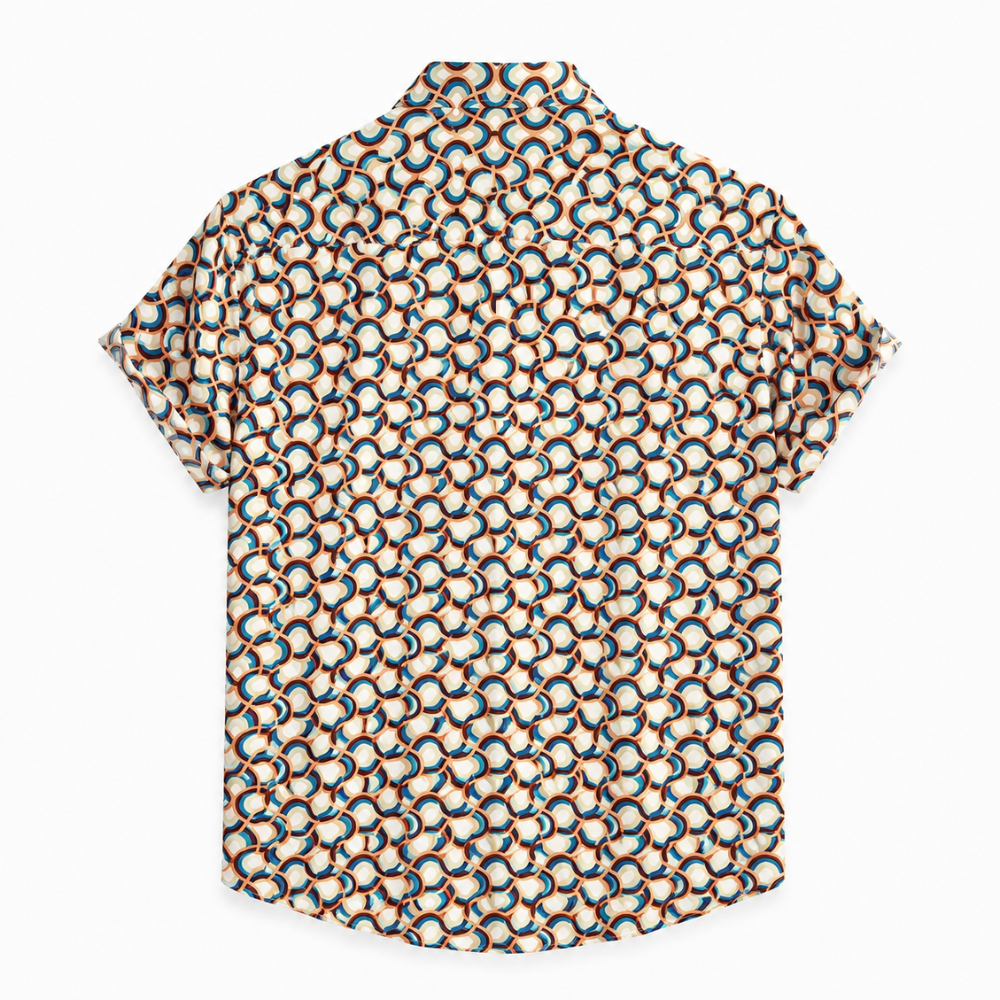 Retro Geometric Circles Hawaiian Shirt