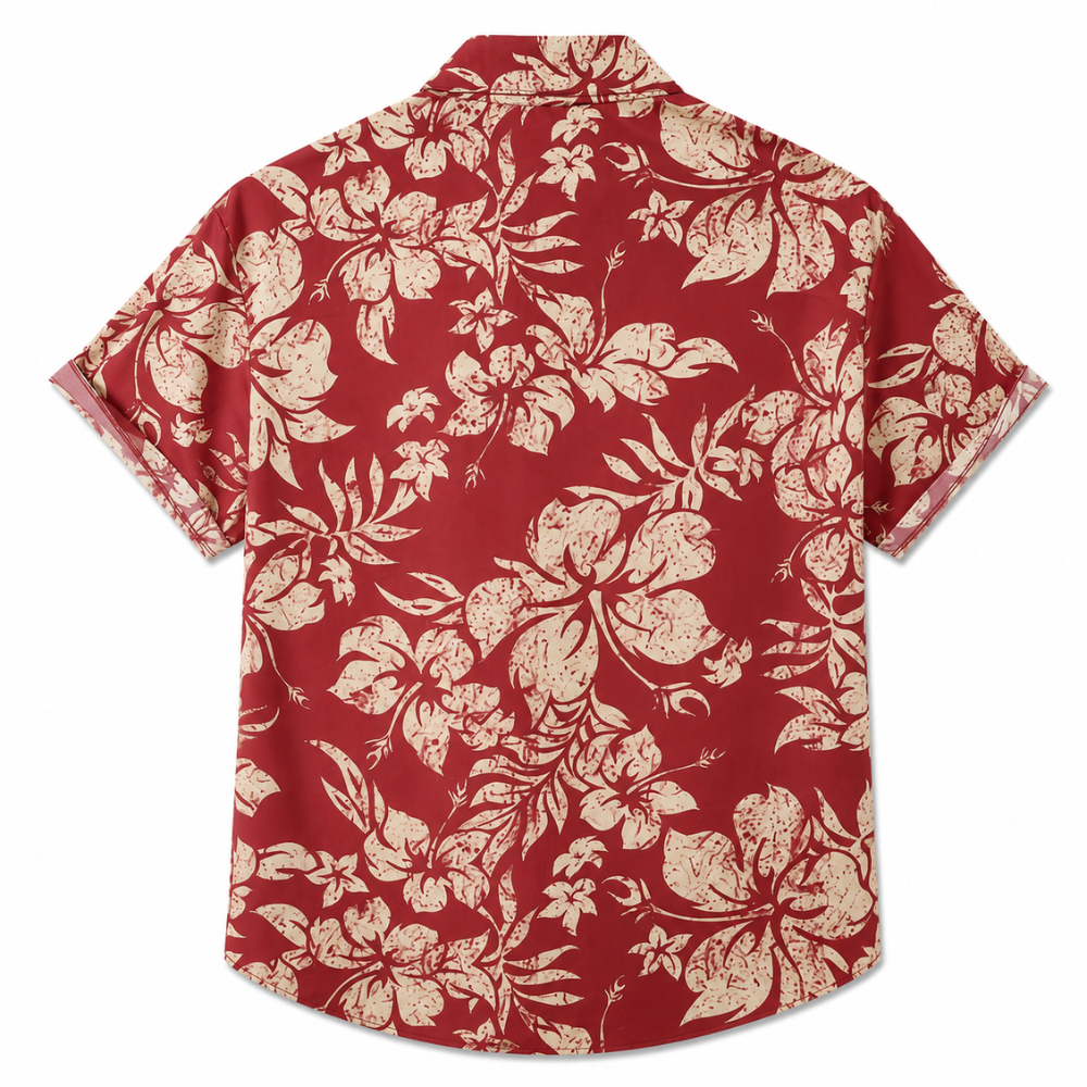 Tropical Floral Hawaiian Lapel Short Sleeve Shirt