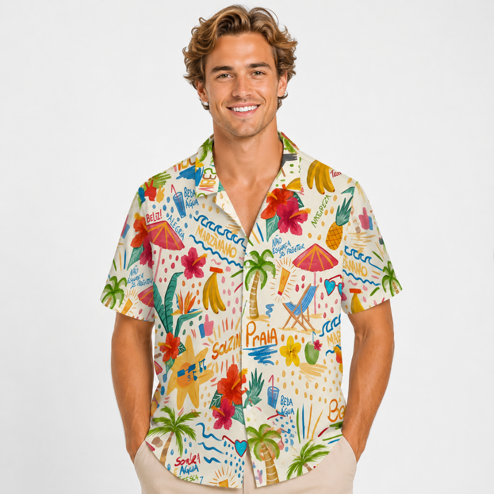 Vintage Tropical Hawaiian Button-Up Shirt