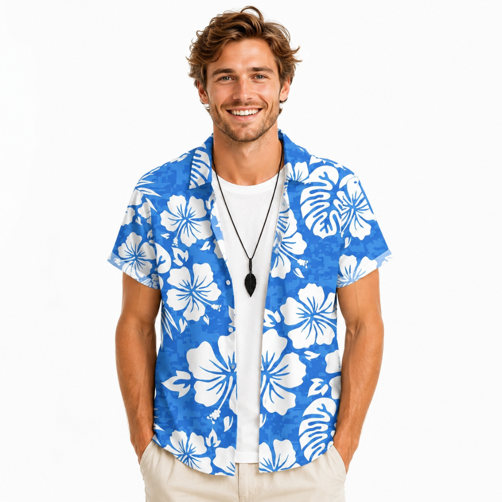 Tropical Palm Pattern Hawaiian Beach Shirt
