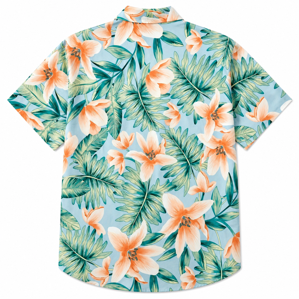 Vibrant Hibiscus Tropical Button-Up Summer Shirt