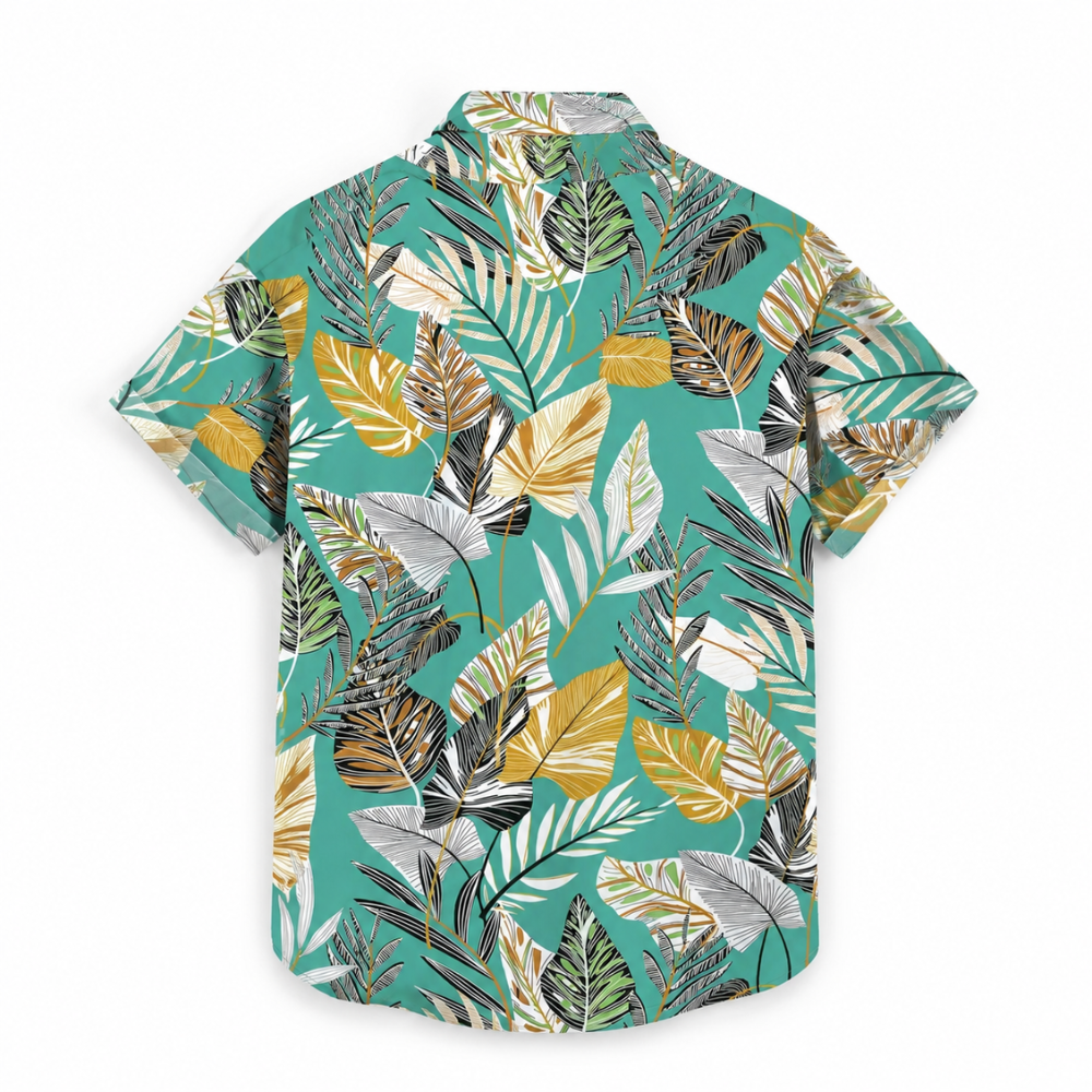 Golden Leaf Casual Summer Button-Up Shirt