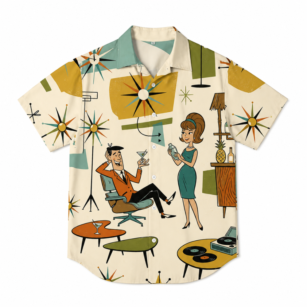 Vintage Medieval Geometric Print Hawaiian Shirt