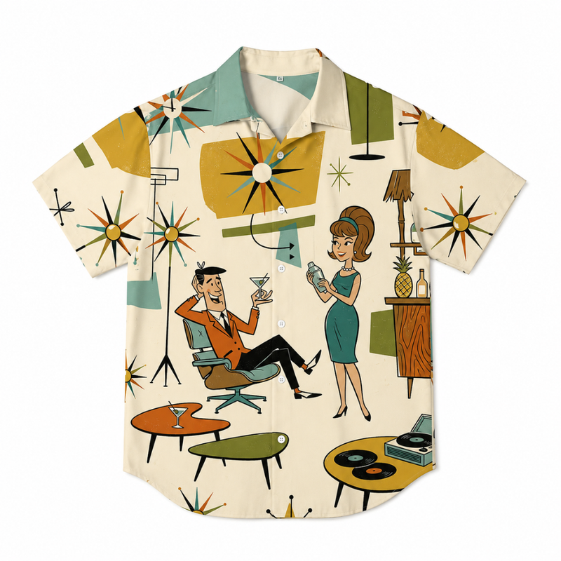 Vintage Medieval Geometric Print Hawaiian Shirt
