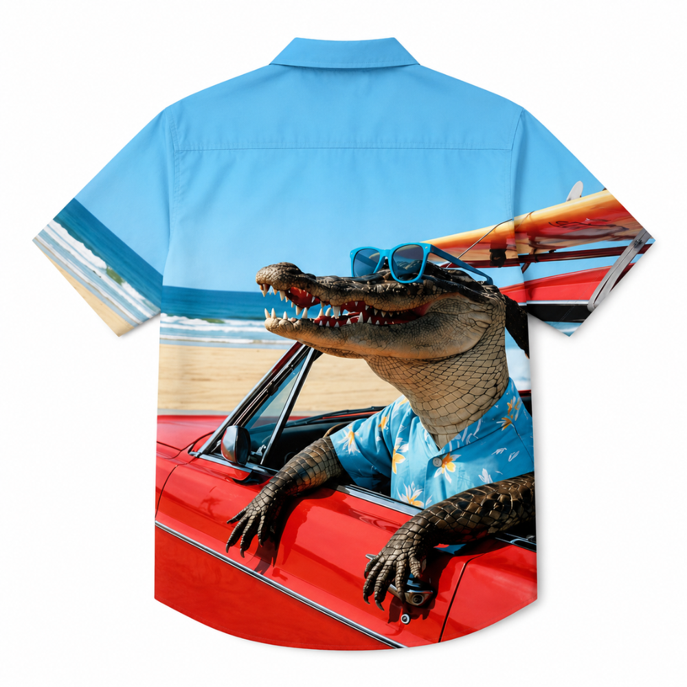 Tropical Crocodile Print Hawaiian Shirt