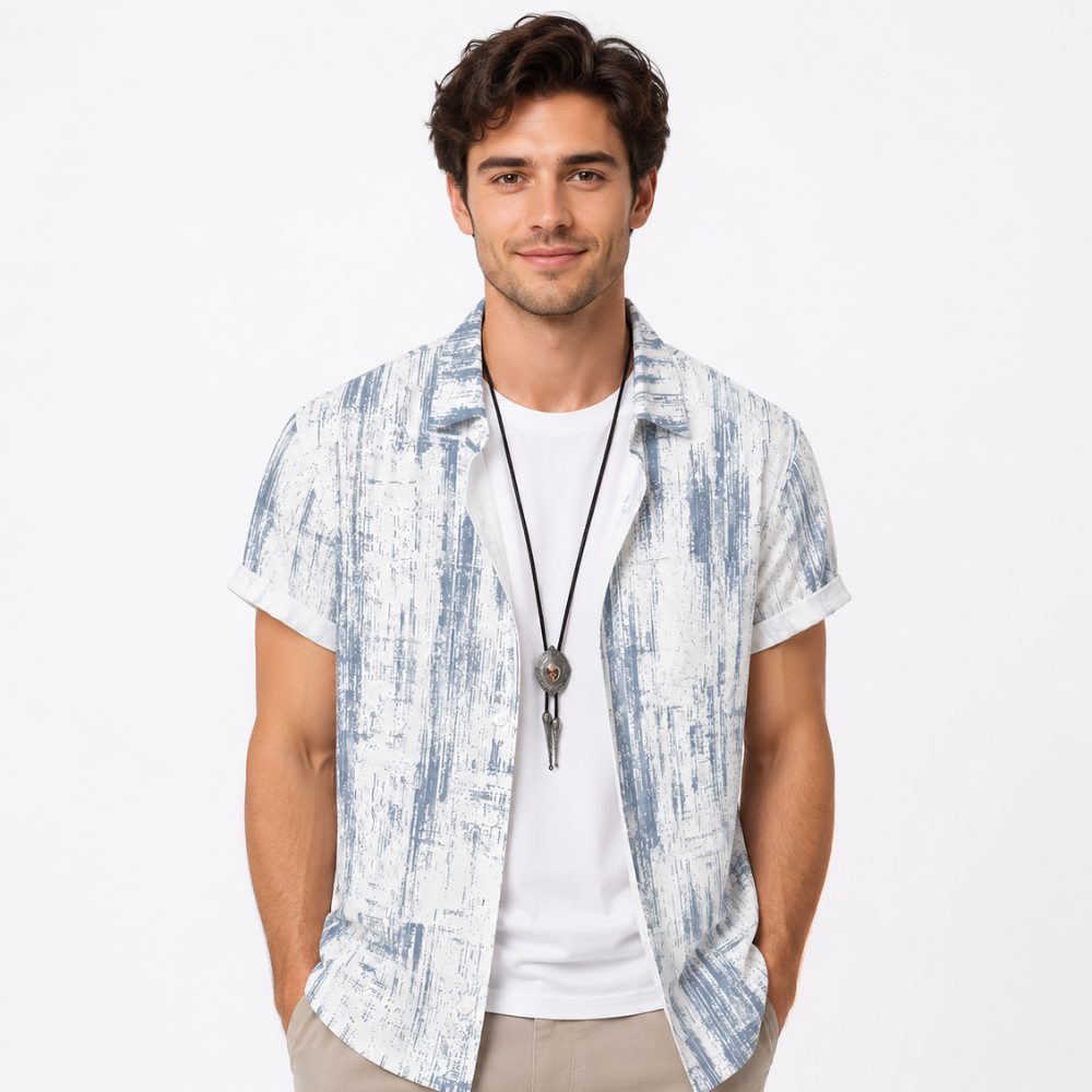 Hawaiian Men's Casual Print Button-Up Shirt