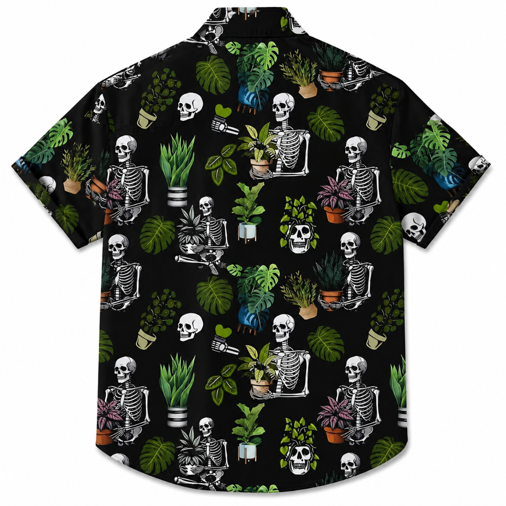 3D Skull & Plant Graphic Hawaiian Shirt