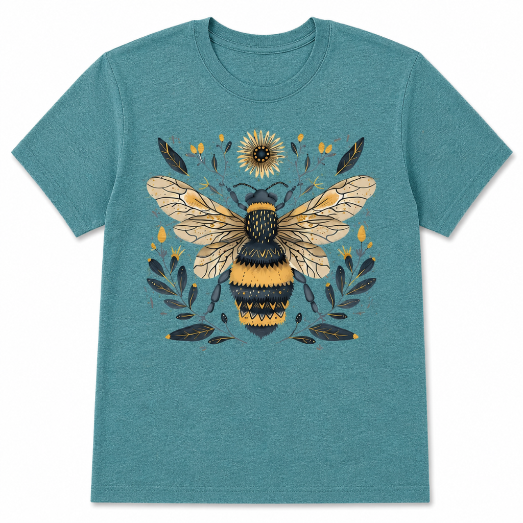 Vintage Bee Botanical Graphic Tee for Women