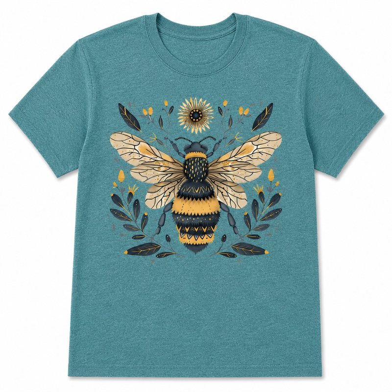 Vintage Bee Botanical Graphic Tee for Women