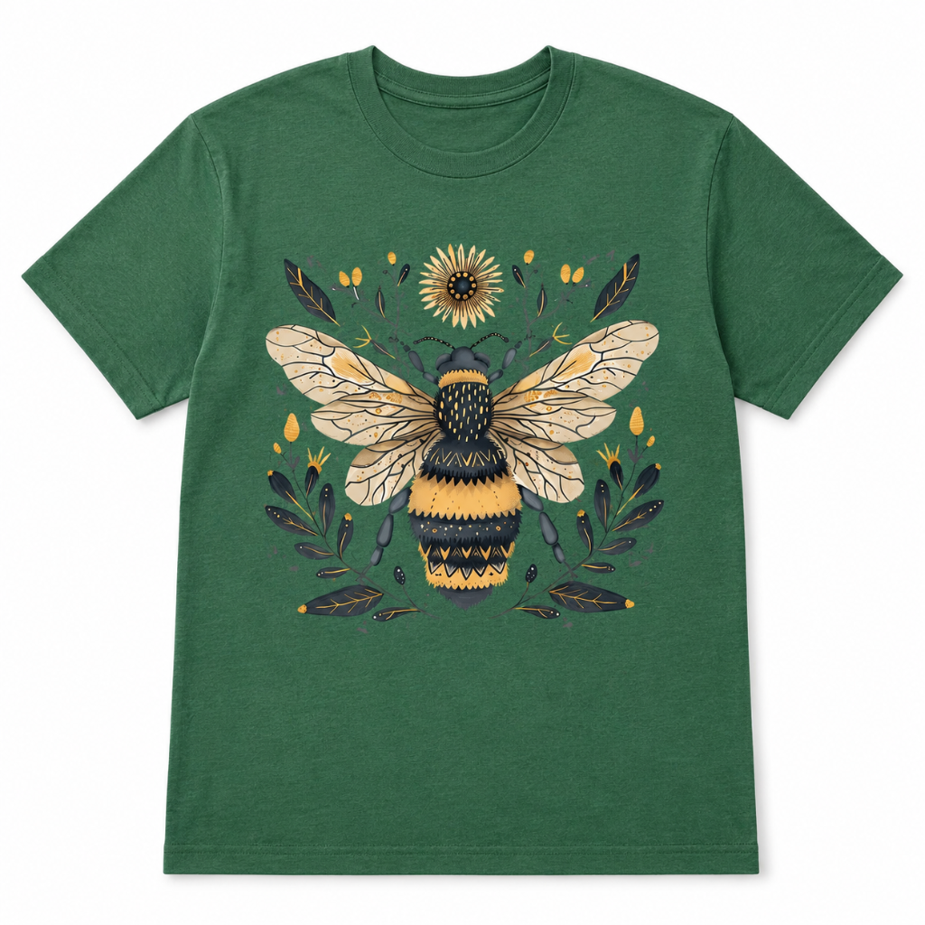 Vintage Bee Botanical Graphic Tee for Women