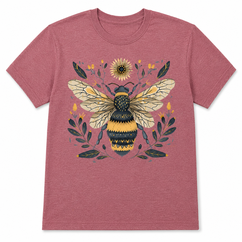 Vintage Bee Botanical Graphic Tee for Women