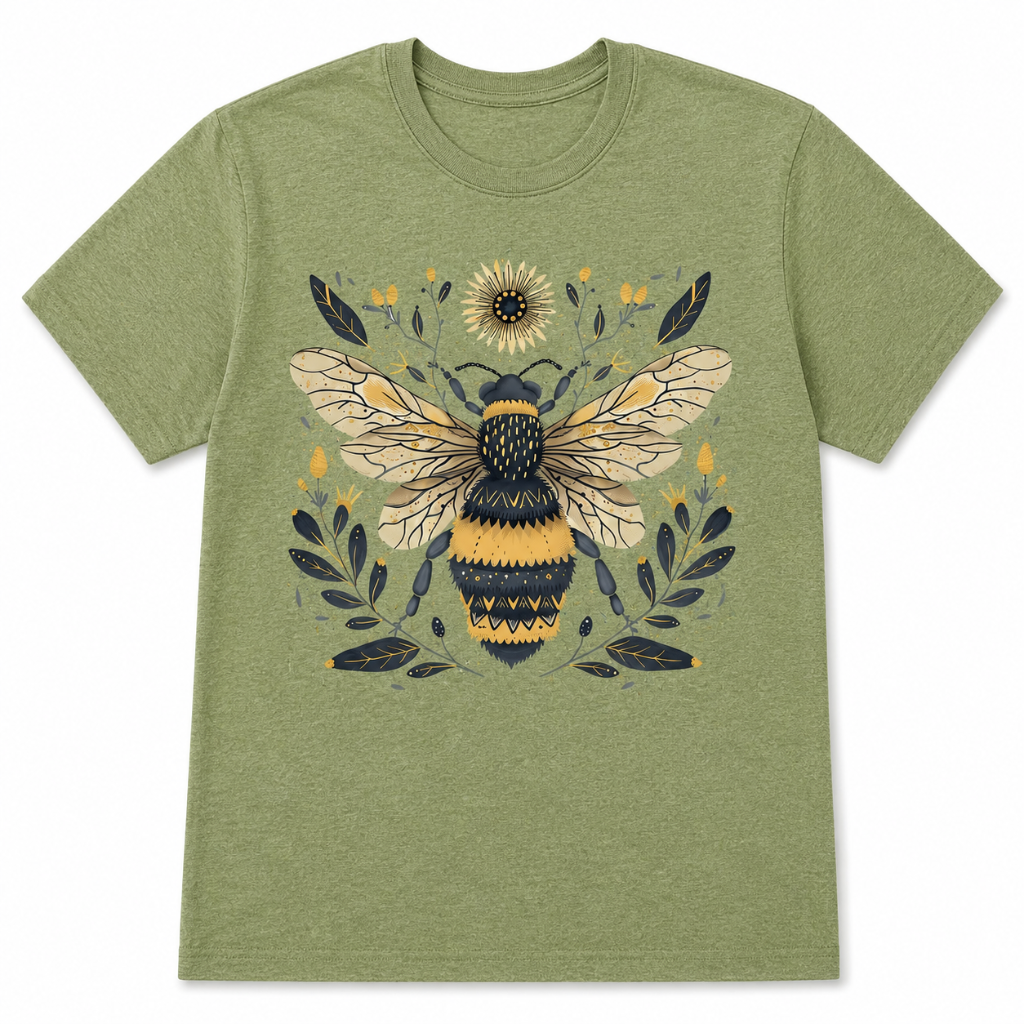 Vintage Bee Botanical Graphic Tee for Women