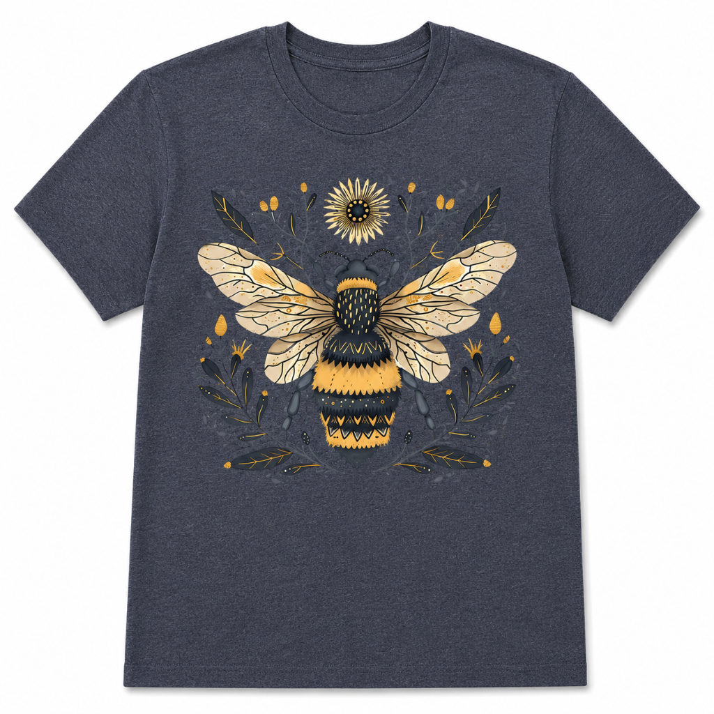 Vintage Bee Botanical Graphic Tee for Women