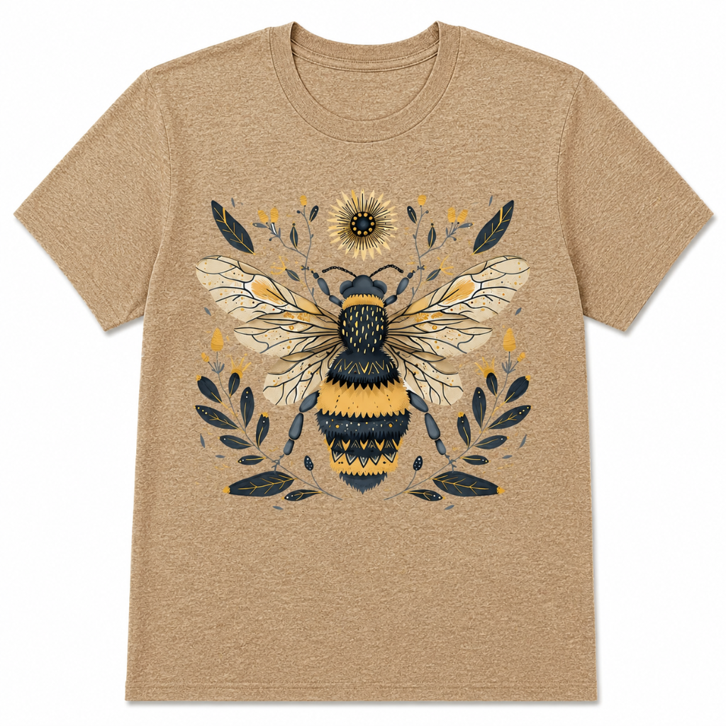 Vintage Bee Botanical Graphic Tee for Women