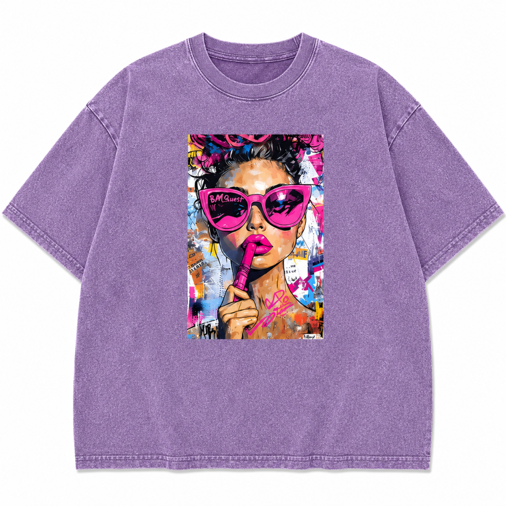 Women's Vintage Washed Art Print T-Shirt