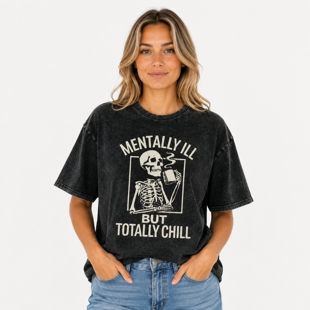 Women's Vintage Washed Skull Graphic T-Shirt