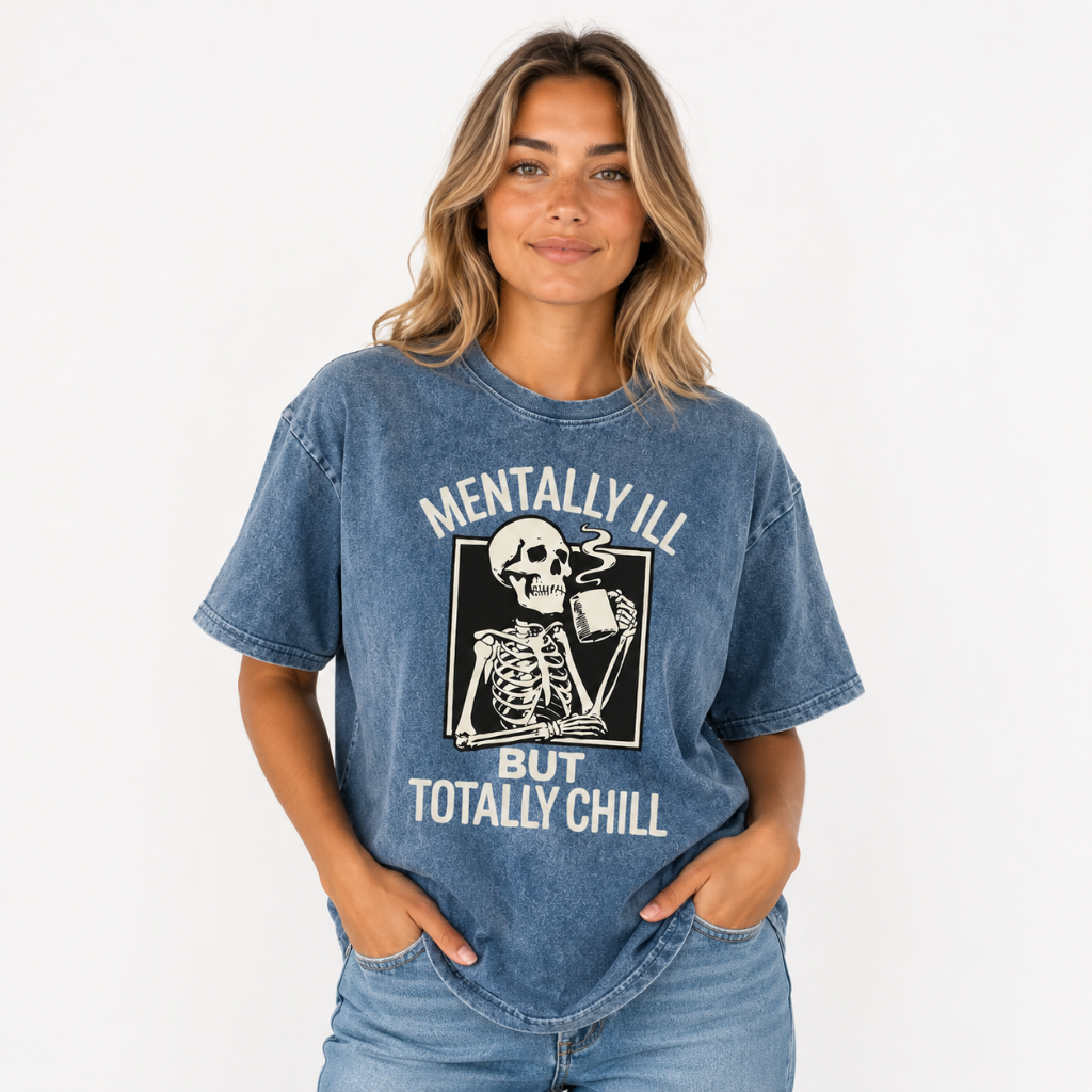 Women's Vintage Washed Skull Graphic T-Shirt
