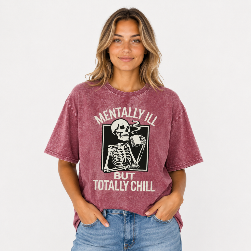 Women's Vintage Washed Skull Graphic T-Shirt