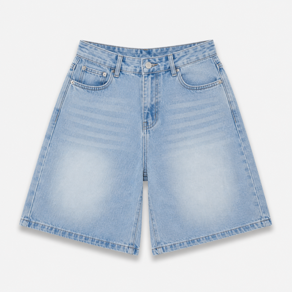 Women's Vintage Wash Wide Leg Bermuda Denim Shorts