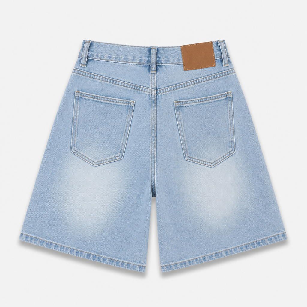 Women's Vintage Wash Wide Leg Bermuda Denim Shorts