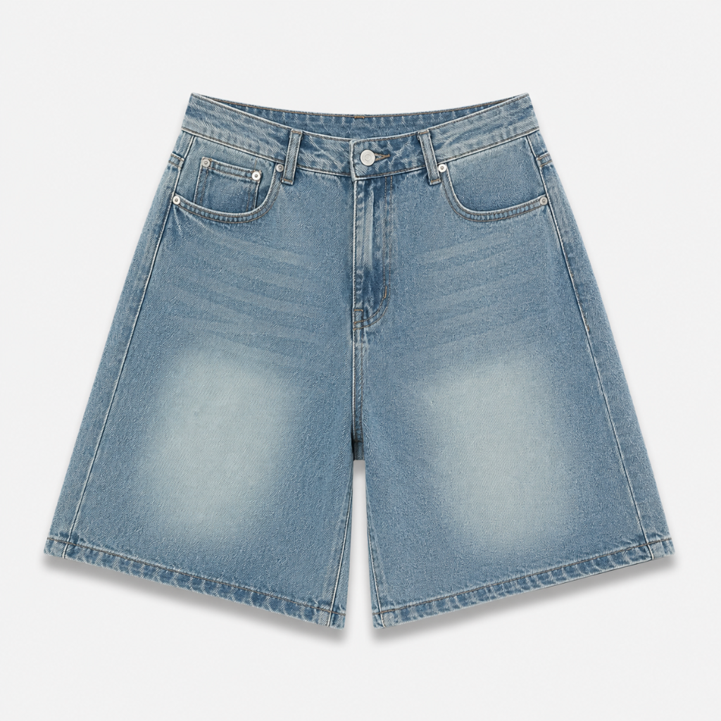 Women's Vintage Wash Wide Leg Bermuda Denim Shorts
